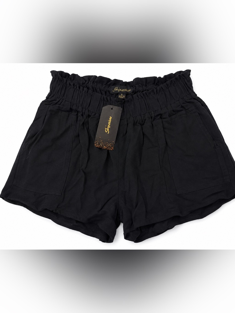 Shinestar Black Paperbag Waist Shorts | Size Small | Flowy Casual Summer